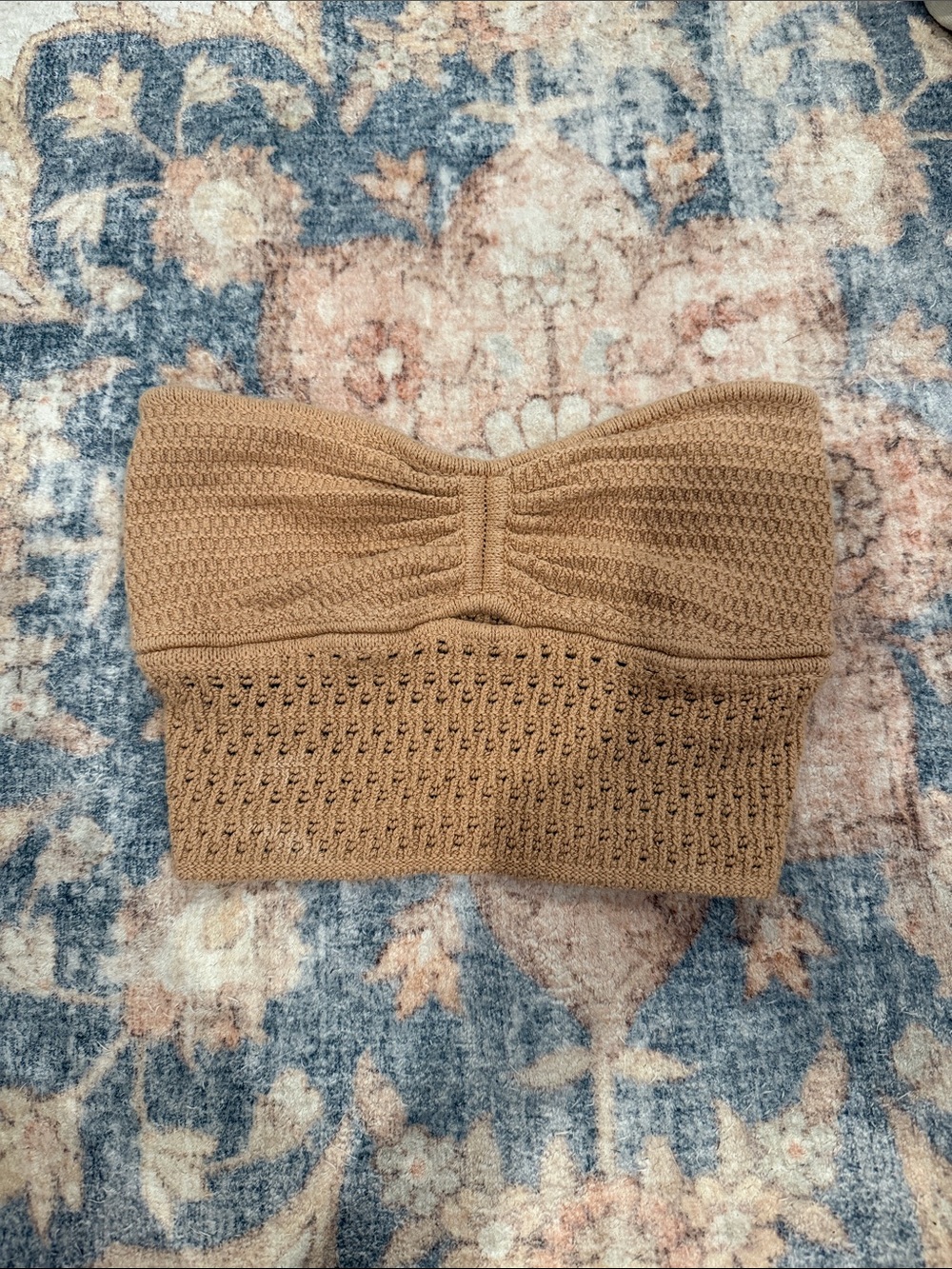American Eagle Outfitters Tan Knit Strapless Bandeau